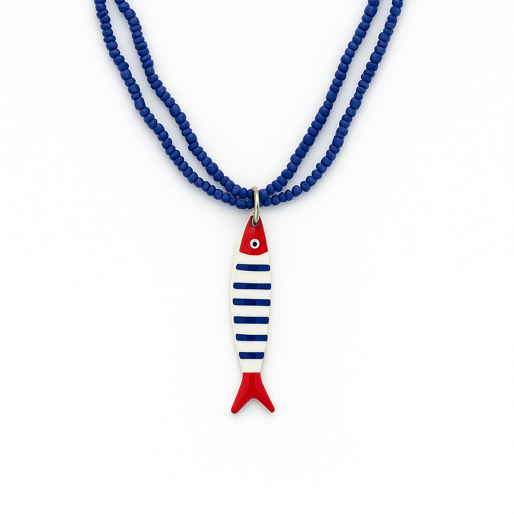 Collar Bardot Rojo y blanco