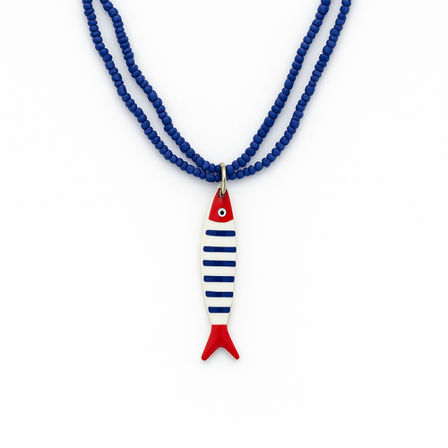 Collar Bardot Rojo y blanco